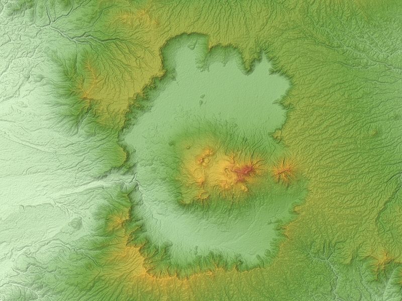 阿蘇カルデラの地形図