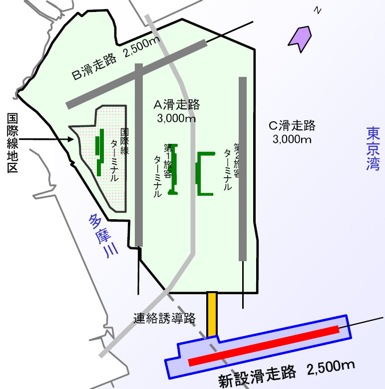 羽田空港再拡張概略図