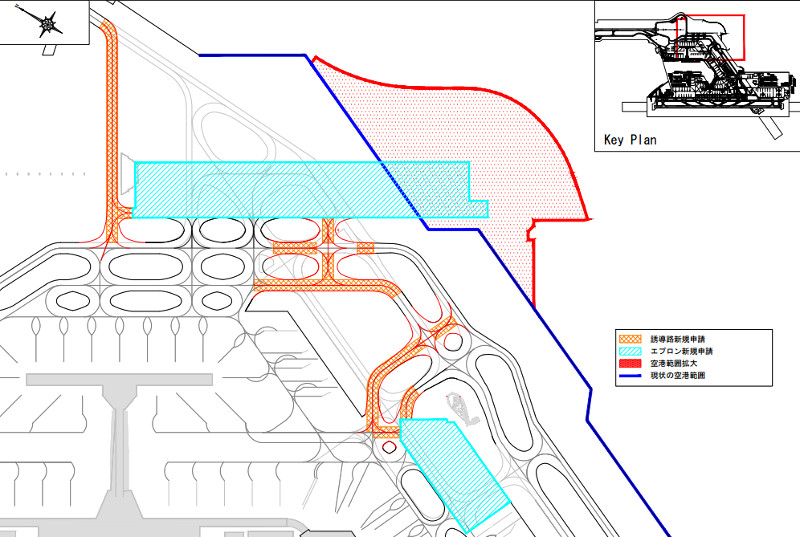 現在空港範囲、および、誘導路 ・ エプロン新規申請、空港範囲拡大エリア図