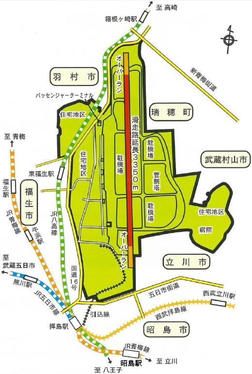 横田飛行場　（米軍横田基地）　概要地図