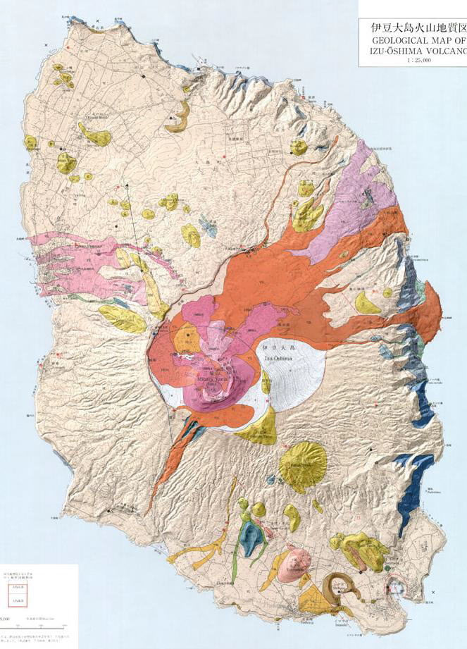 伊豆大島火山地質図 (川辺，1998)