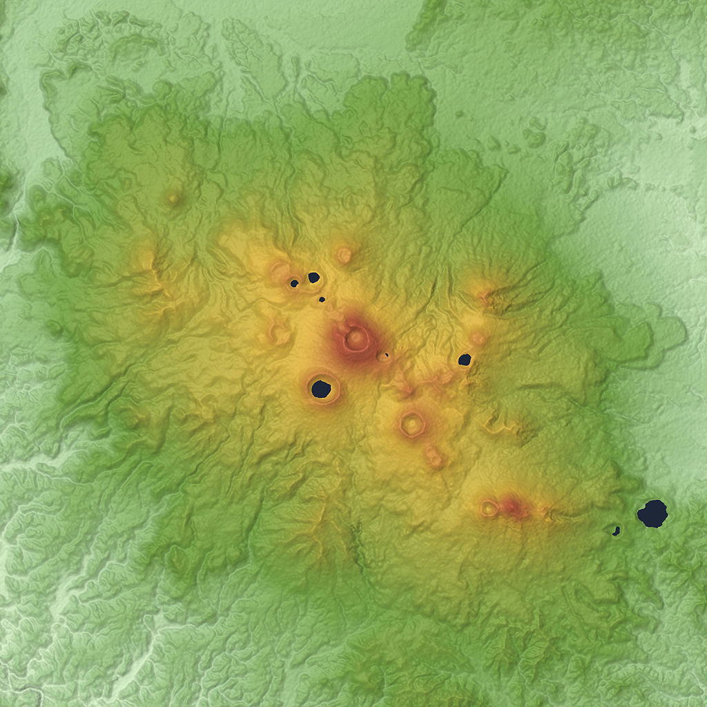 霧島火山の火山体地形図