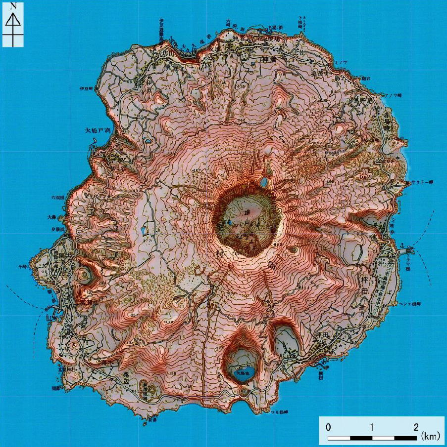 三宅島の地形図 (気象庁，2013)