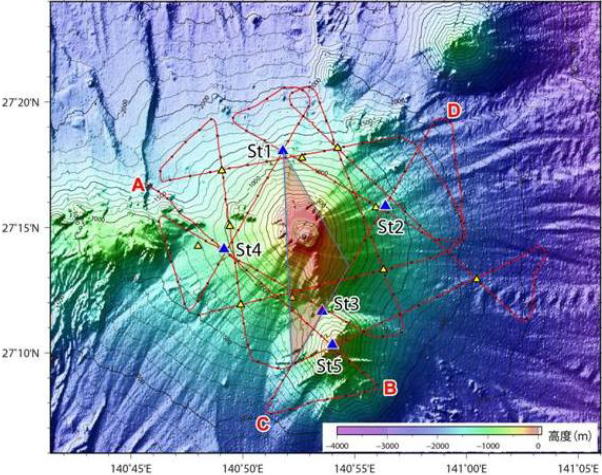 西之島（西ノ島）周辺 海底地震計（St１）で得られたエアガン発震の記録