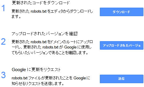 ホームページビルダー19　robots.txt の作り方　「Google に更新をリクエスト」も右にある「送信」をクリックします
