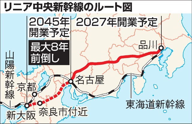 リニア中央新幹線　大阪延伸前倒し 2037年 品川－大阪間全線開業の可能性