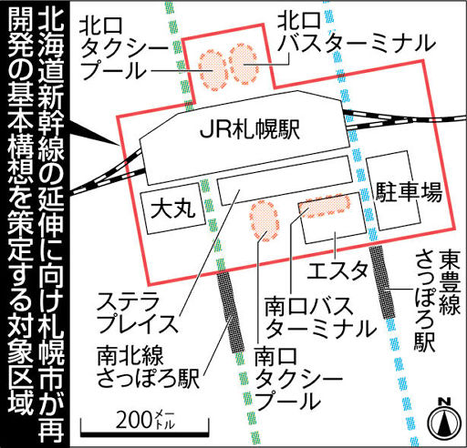札幌市は、新幹線の利用者が在来線や地下鉄、バス、タクシーにスムーズに乗り換えられるようにすることを目指し、新幹線の現駅への乗り入れを見据えた駅周辺の再開発を計画しています