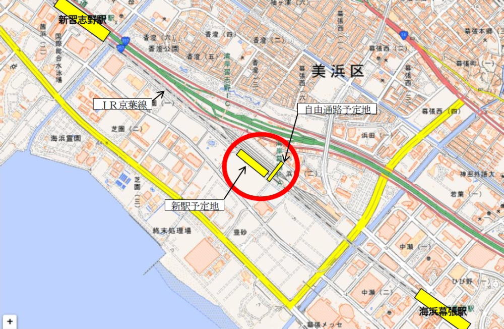 幕張新駅の位置図