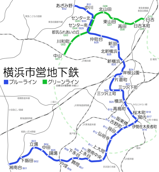 横浜市営地下鉄 路線図