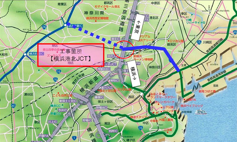 横浜環状北西線路線図　資料：首都高速道路会社