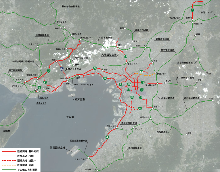 阪神高速道路 路線地図