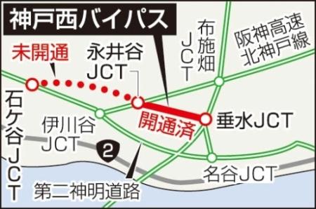 神戸西バイパス 開通済み区間 未開通区間図