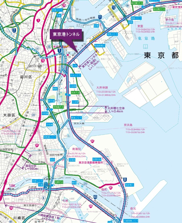 東京湾岸道路　（国道357号）東京港トンネルの位置